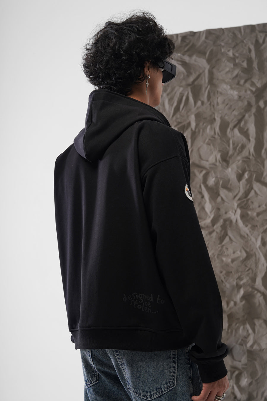 STAMP ZIP UP HOODIE – BLACK