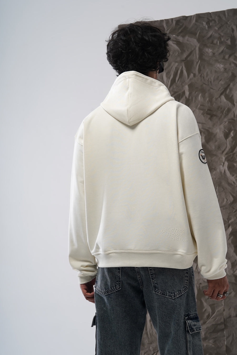 STAMP ZIP UP HOODIE – OFF WHITE