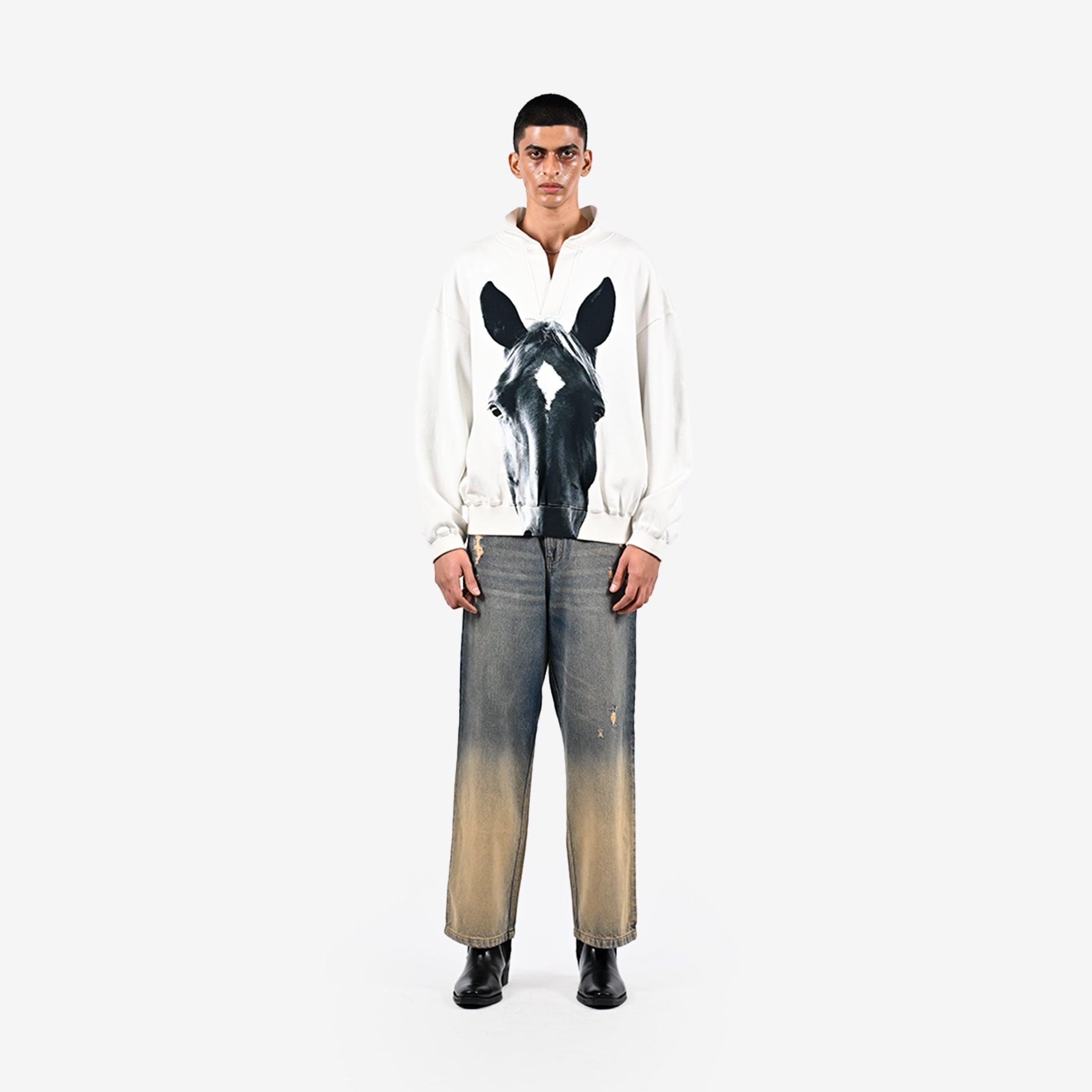 Horse printed sweatshirt - White