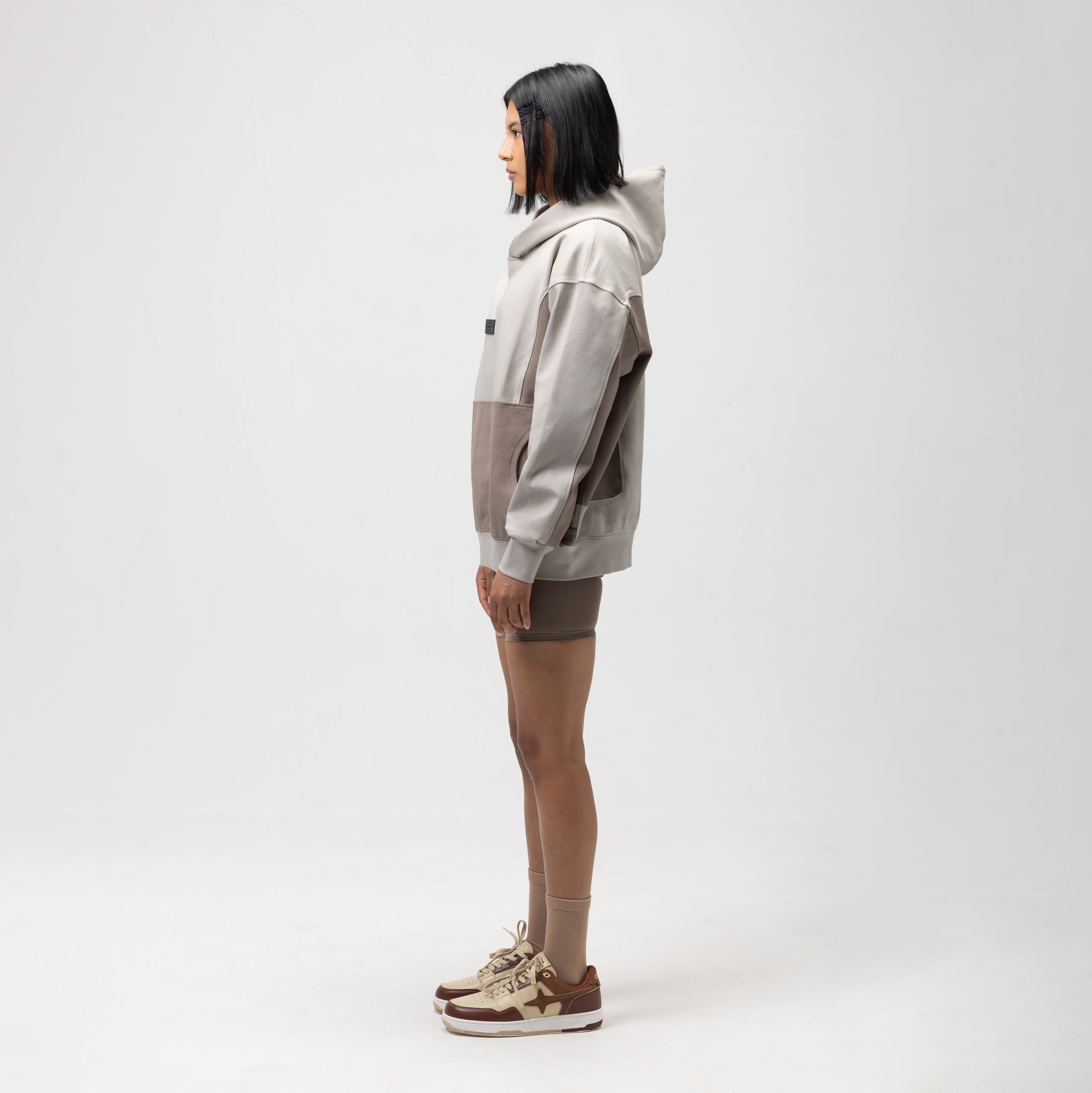 OBLIQUE COLOR BLOCK HOODIE - COOKIES AND CREAM -2
