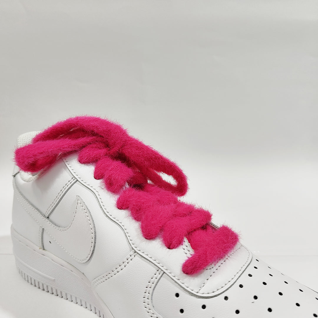 COZY FUZZY HOT PINK FAT LACES