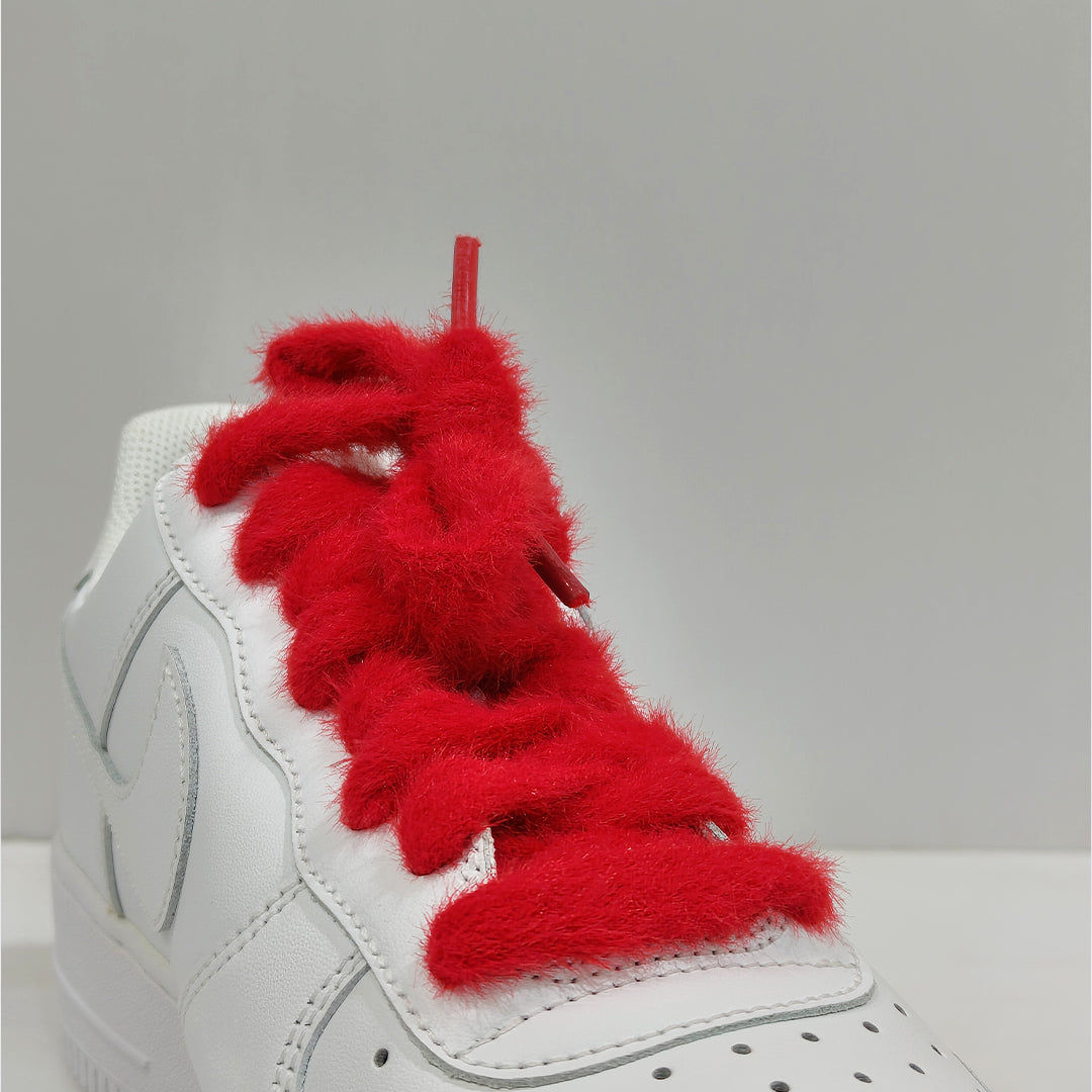 COZY FUZZY RED RUBY FAT LACES