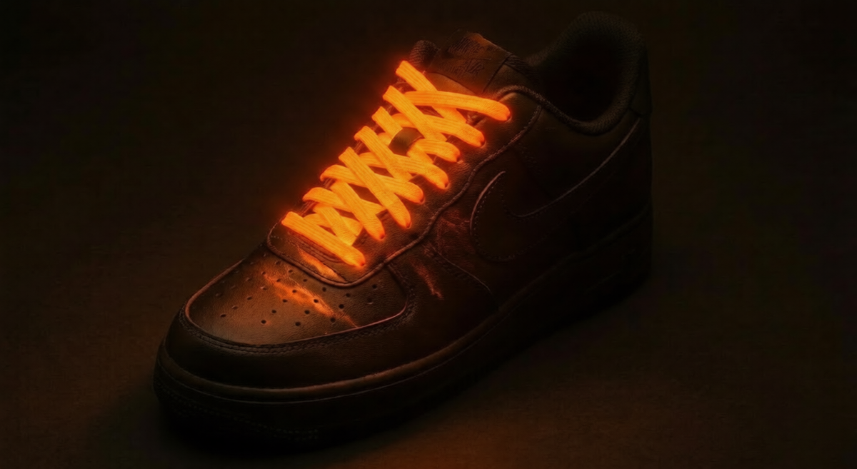 Glow in the Dark Shoelaces | Orange | Phosphorescent UV Laces for Sneakers by KNOTTY