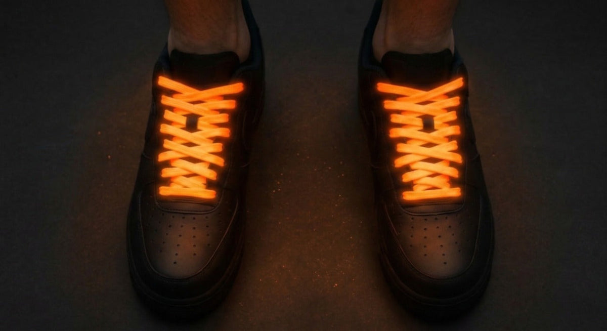 Glow in the Dark Shoelaces | Orange | Phosphorescent UV Laces for Sneakers by KNOTTY