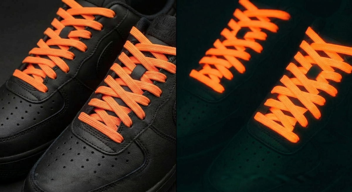 Glow in the Dark Shoelaces | Orange | Phosphorescent UV Laces for Sneakers by KNOTTY