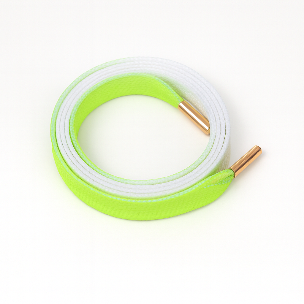Electric Lime Fade Gradient Shoelaces | Neon Green - White | Premium Gradient Flat Sneaker Laces by KNOTTY