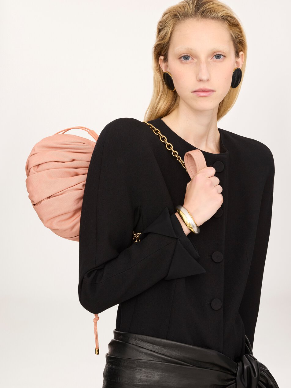 CHLOE Plissé shoulder bag with chain in nylon Summery Beige