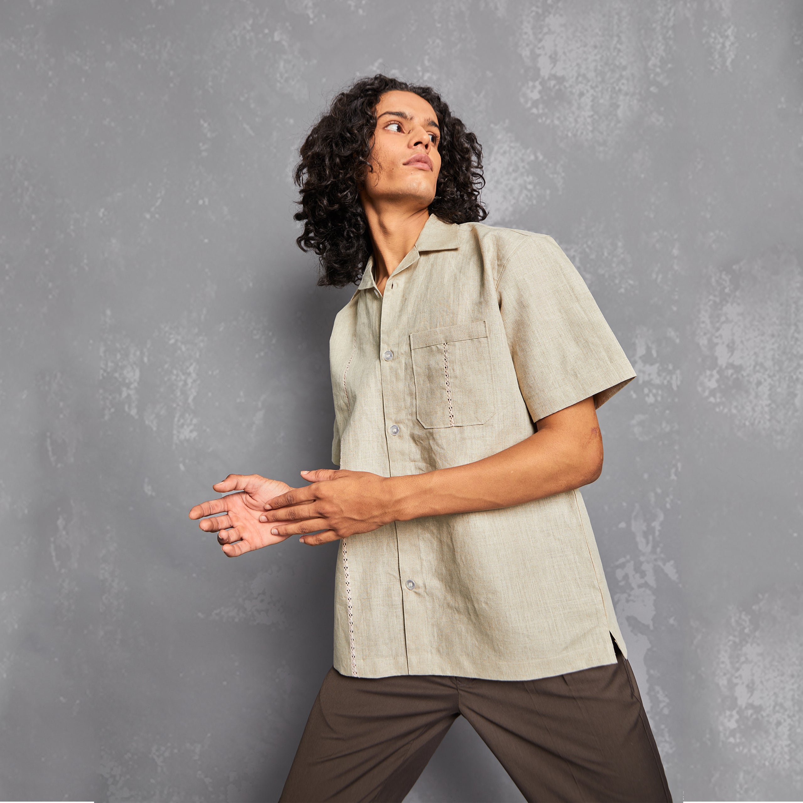 pure linen, dusty bone colourway, relaxed fit, lightweight fabric, summer essential, streetstyle. korean styles, fashion brand, straight fit shirt, people also ask