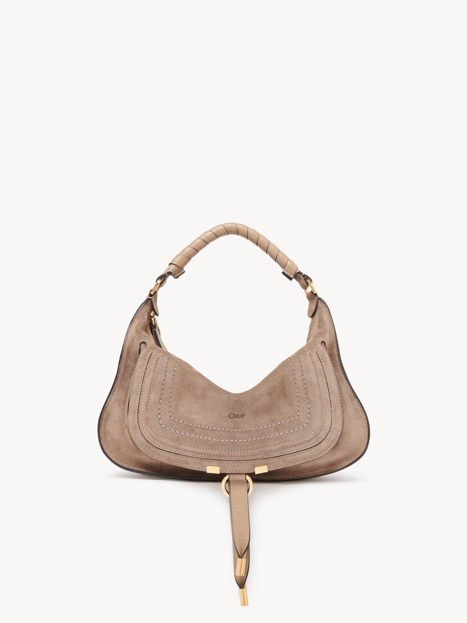 CHLOE Small Marcie shoulder bag in suede leather Boyish Brown