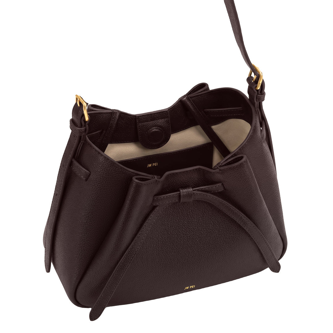 JW PEI Mabel Soft Bow Shoulder Bag - Dark Brown