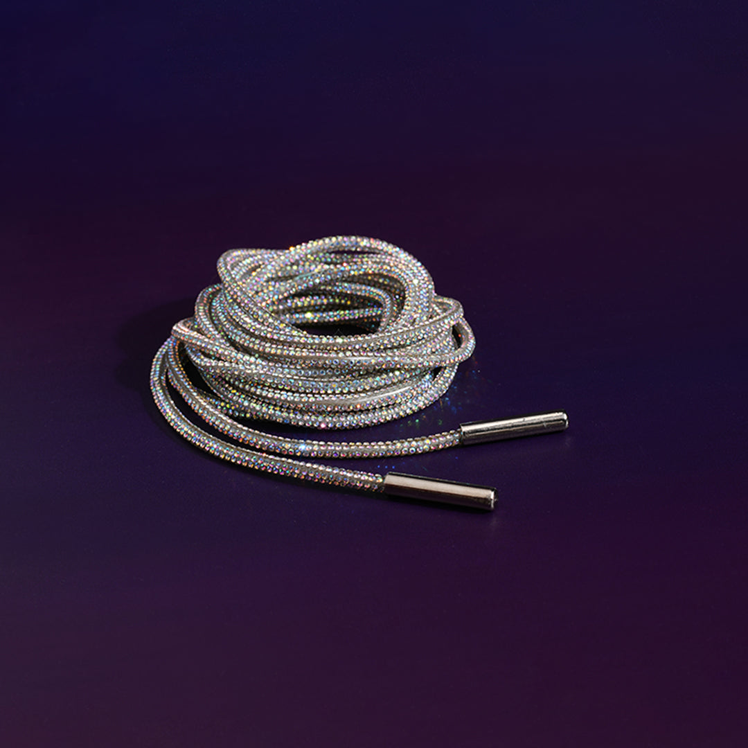 Mystic Silver Rhinestone Shoelaces – Sparkly Crystal Laces for Sneakers, Boots & Dress Shoes By KNOTTY