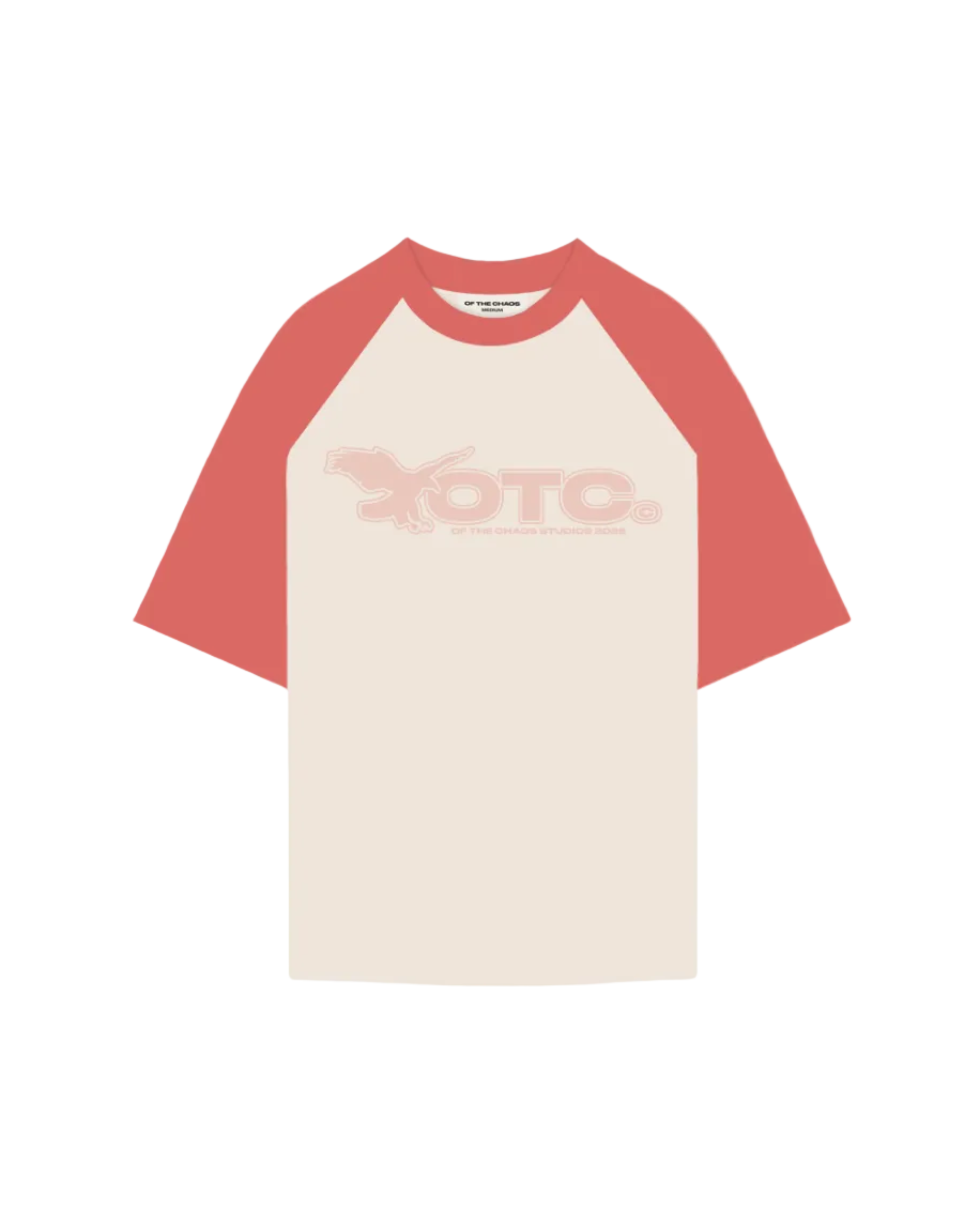 SKYLINE RAGLAN T-SHIRT - OFF-WHITE/CORAL