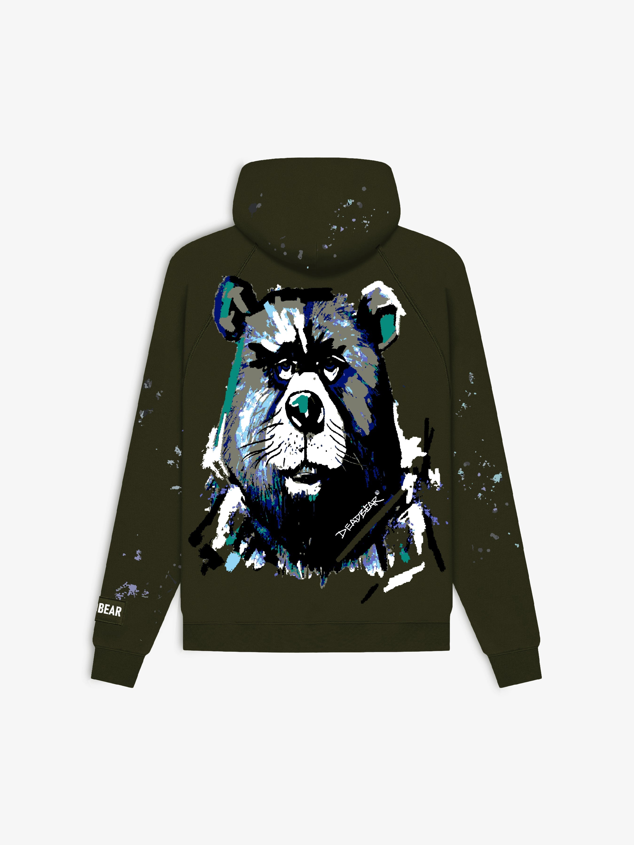 Grumpy Bear Hoodie Olive
