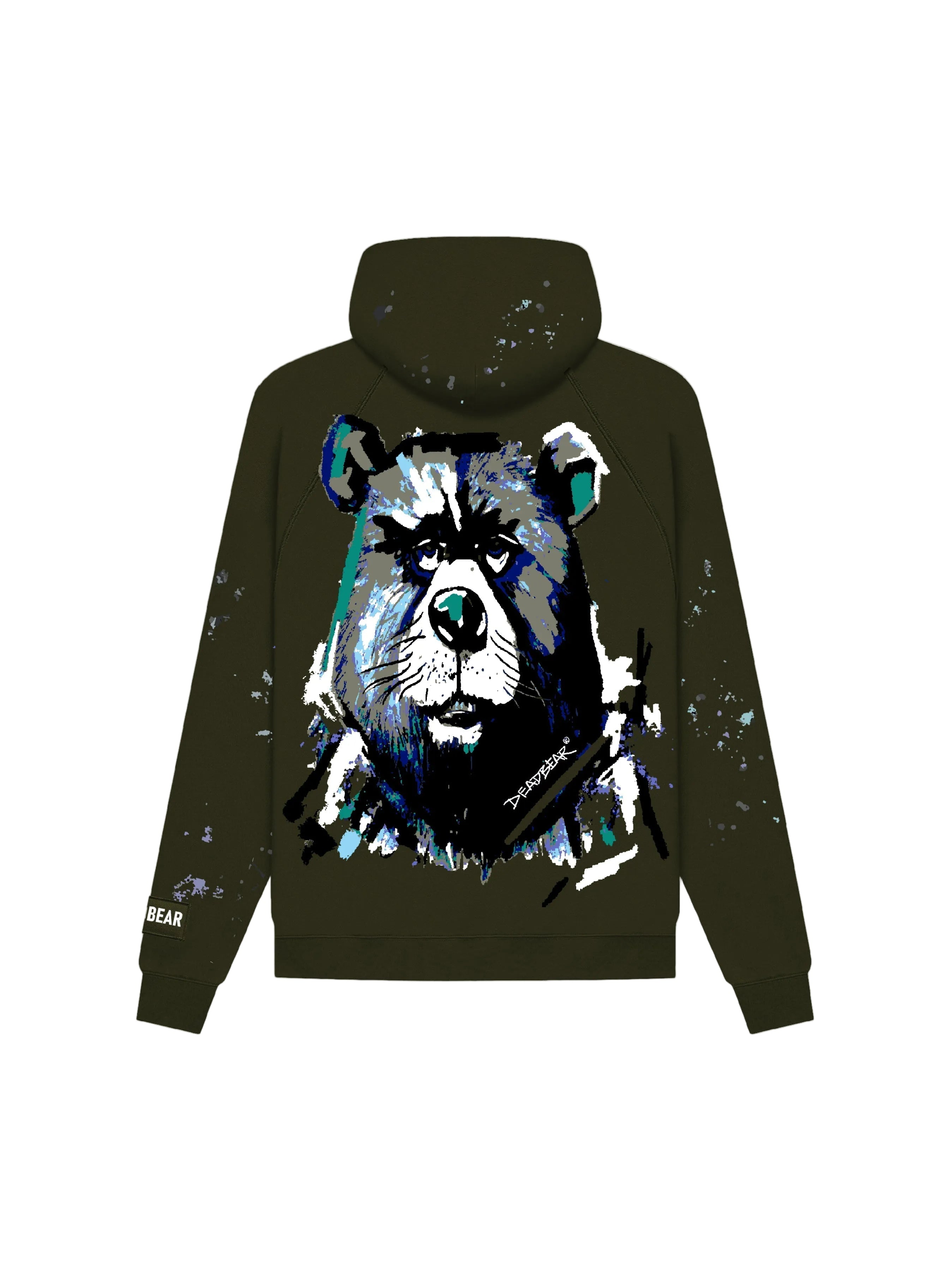 Grumpy Bear Hoodie Olive