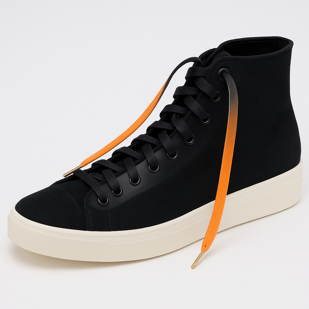 Firestarter Ombre Fade Gradient Shoelaces | Black-Orange | Premium Gradient Flat Sneaker Laces by KNOTTY