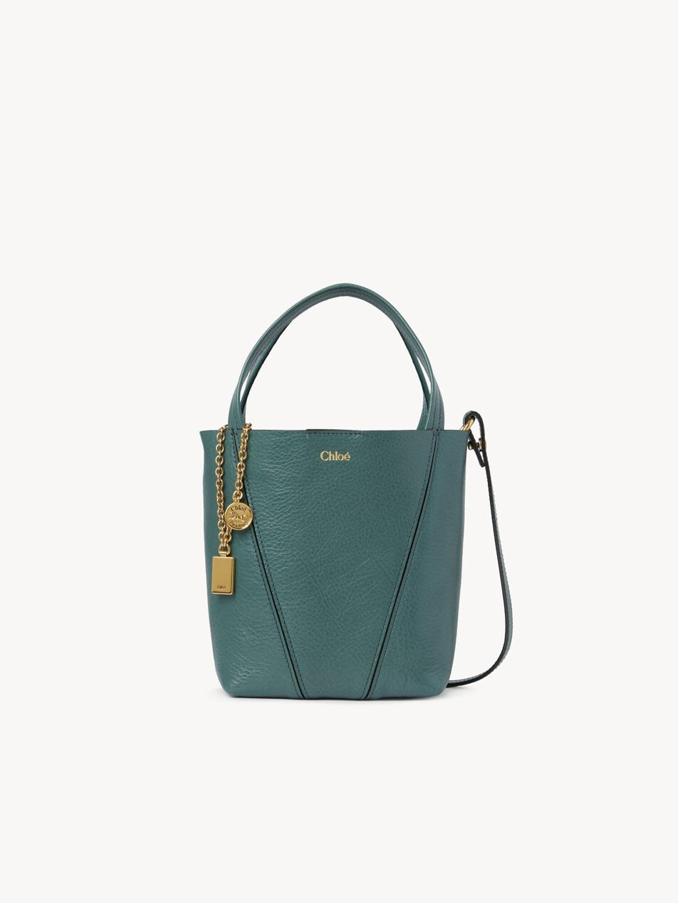 CHLOE Small Chloé Spin tote bag in grained leather Tornado Blue