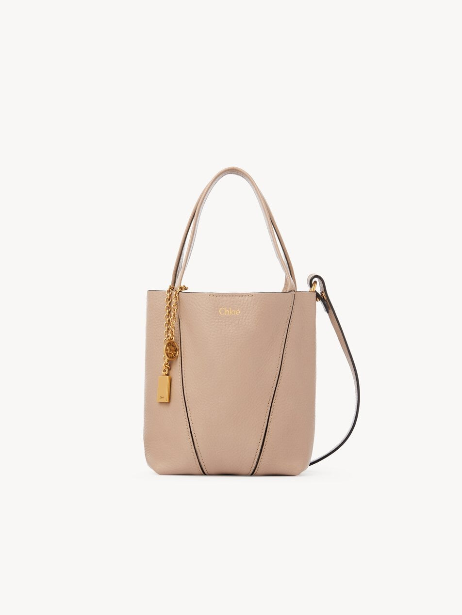 CHLOE Small Chloé Spin tote bag in grained leather Boyish Brown