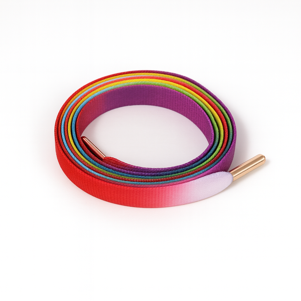 KNOTTY Retro Rainbow stripe gradient flat shoelaces red orange yellow green blue purple India