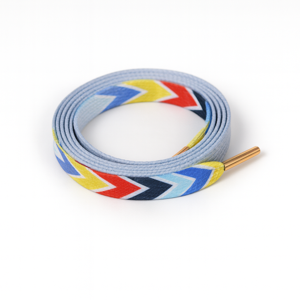 Reggae Vibes Zigzag Gradient Shoelaces | Red - Yellow - Blue - Black | Premium Gradient Flat Sneaker Laces by KNOTTY