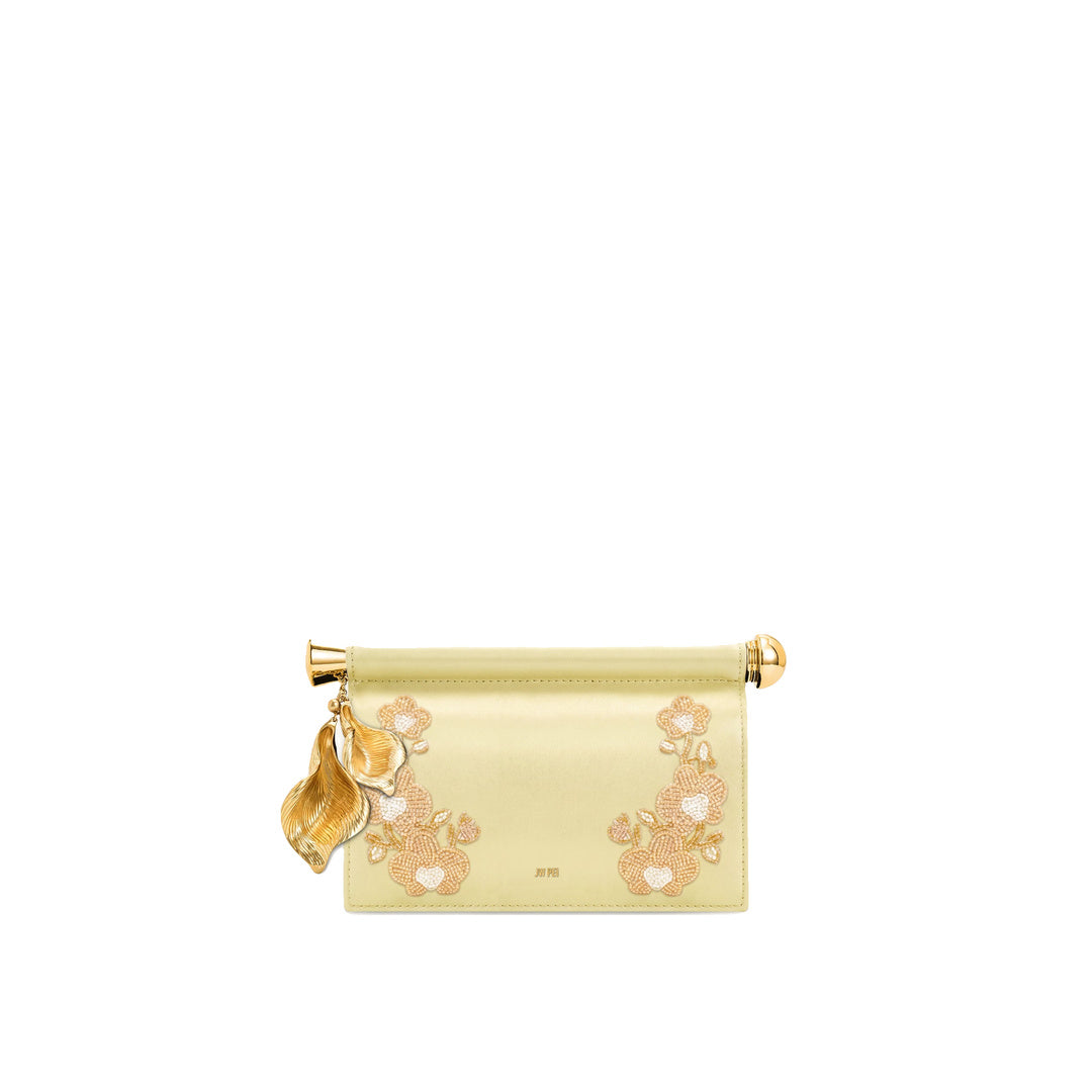 JW PEI Holly Beaded Orchid Metal Pendant Embellished Clutch - Light Yellow