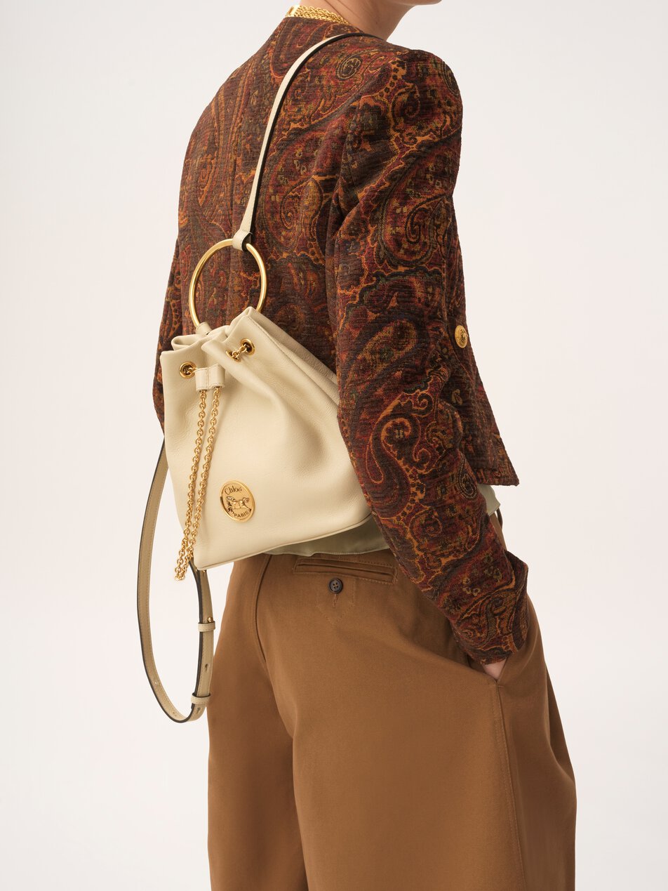 CHLOE Small Bracelet backpack in grained leather Vegetal Beige