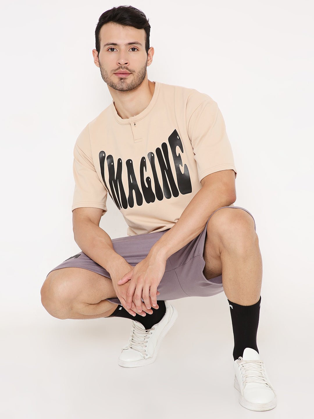 Oversized T-shirt - Beige Inverted Polaroid