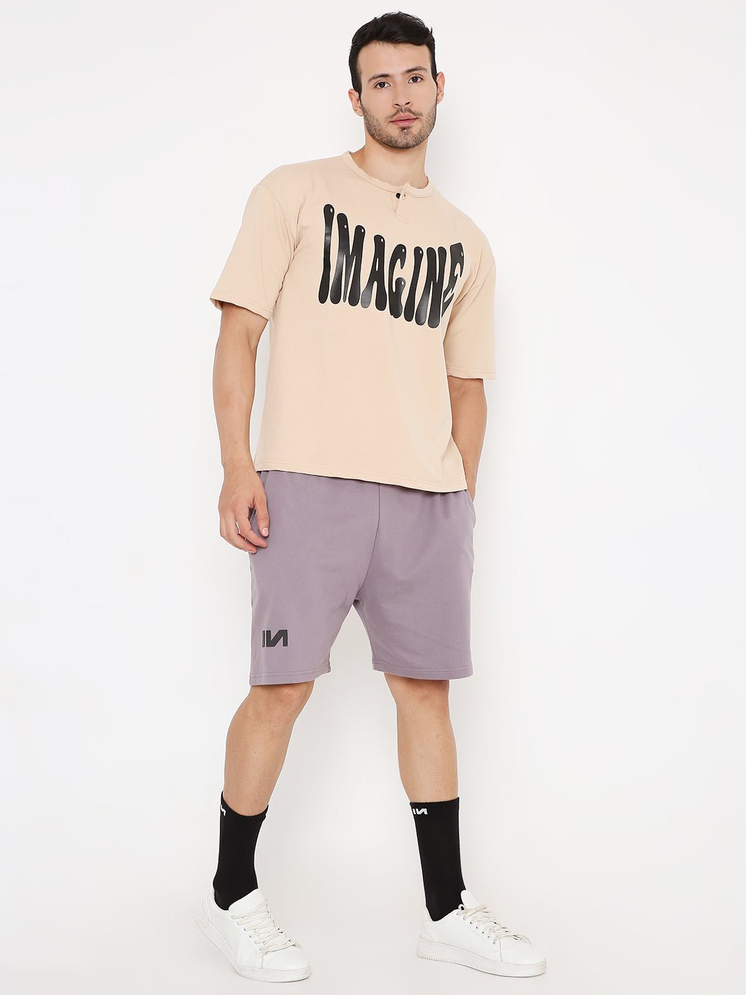 Oversized T-shirt - Beige Inverted Polaroid