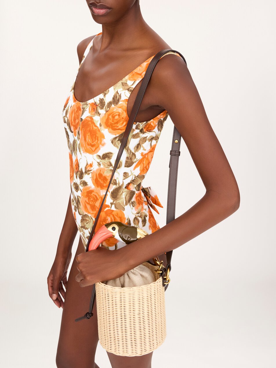 CHLOE Tropicus bucket bag in wicker Hot Sand