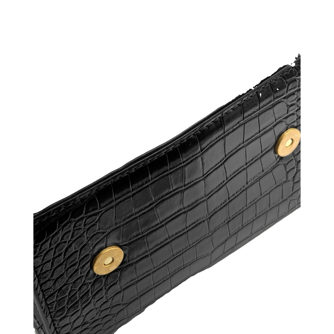 JW PEI Astrid Calla Lily Metal Handle Top Handle Bag - Black Croc