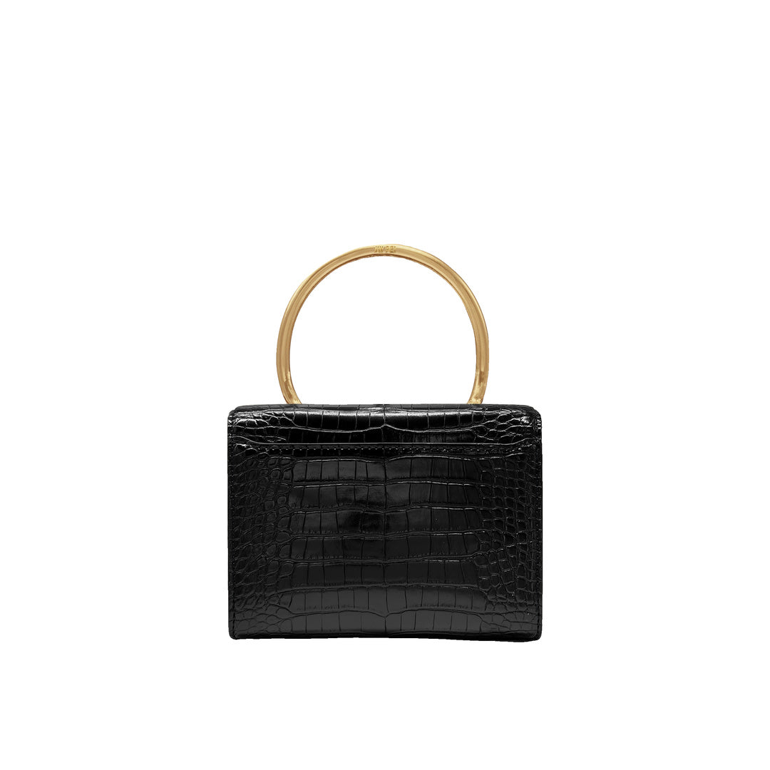 JW PEI Astrid Calla Lily Metal Handle Top Handle Bag - Black Croc