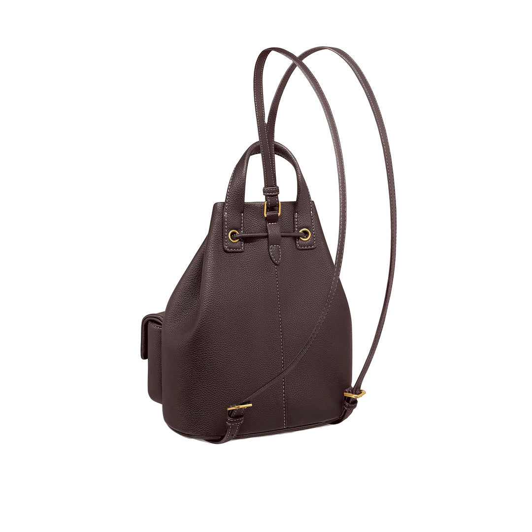 JW PEI Avery Pebbled Drawstring Utility Backpack – Dark Brown