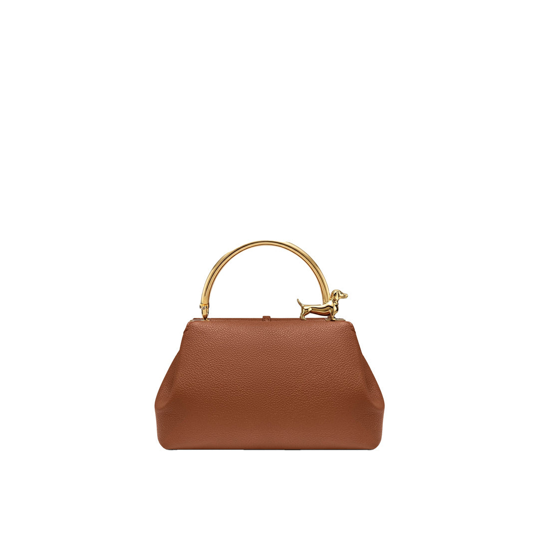 JW PEI Bruna Dachshund Metal Handle Top Handle Bag - Brown
