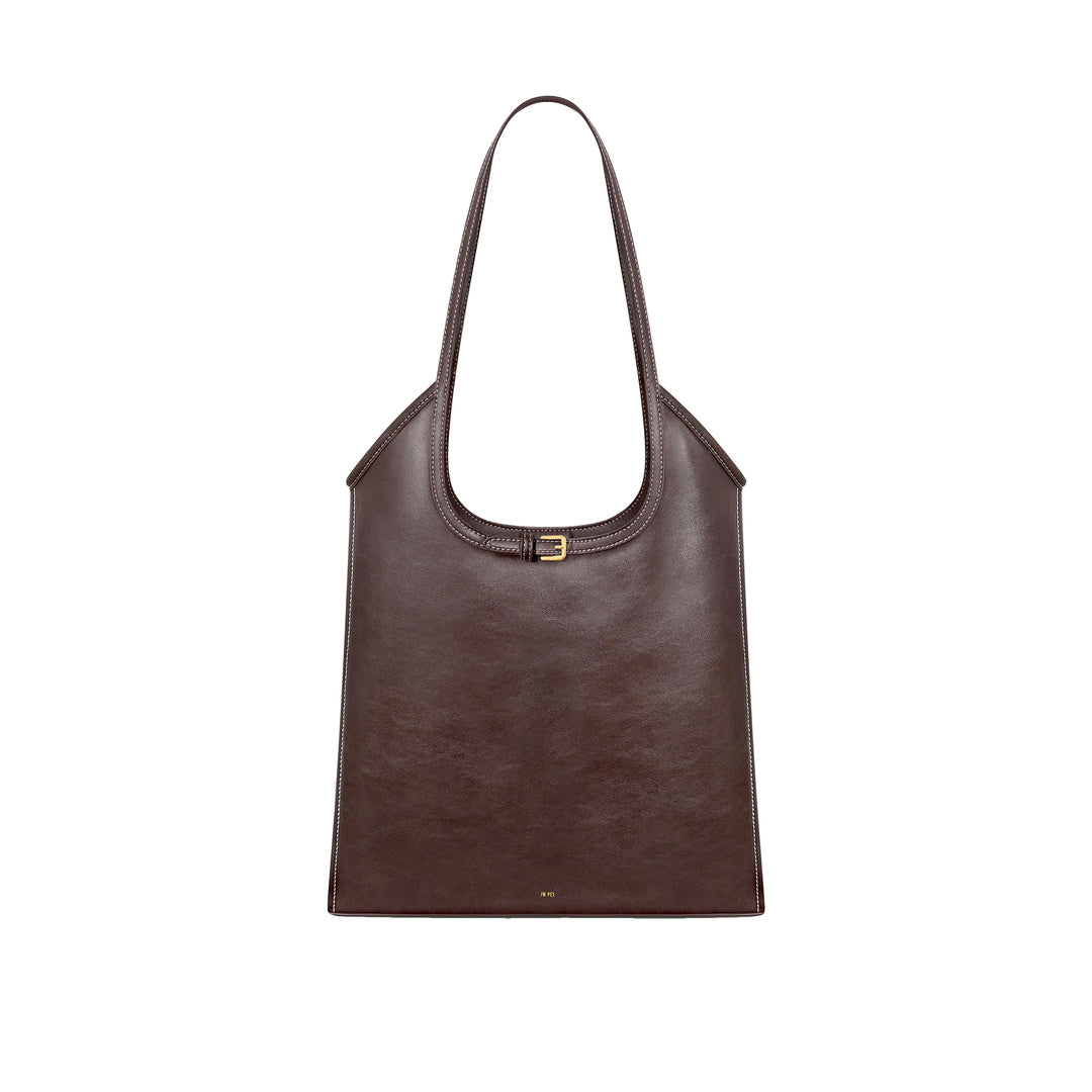 JW PEI Brooke Belted Embellished Shoulder Tote Bag - Dark Brown