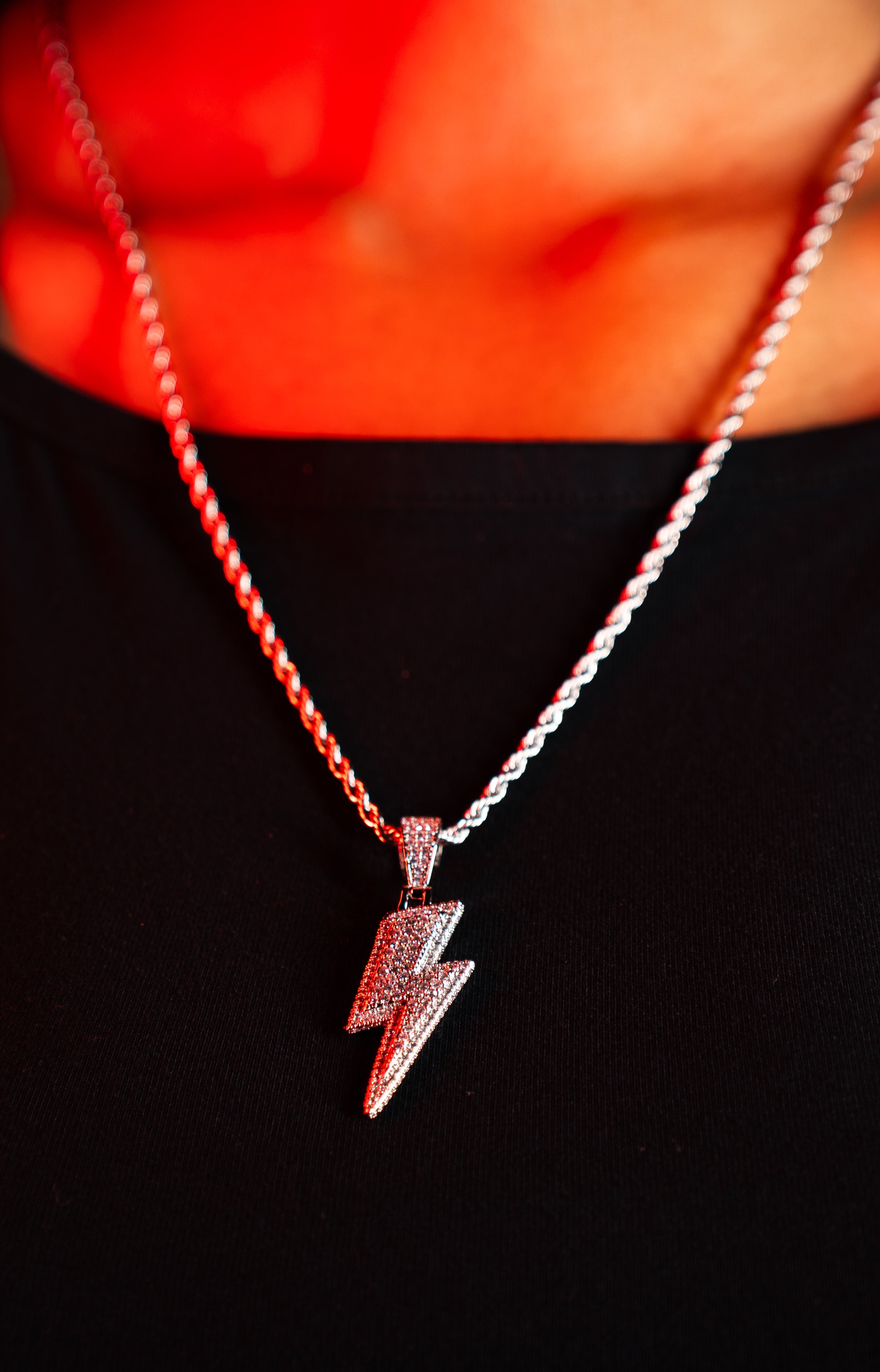 Frozen Lighting Flash Iced Pendant in 14k white gold