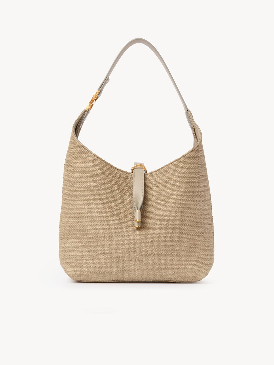 CHLOE Small Marcie hobo bag in raffia-effect fibers Smoky Beige