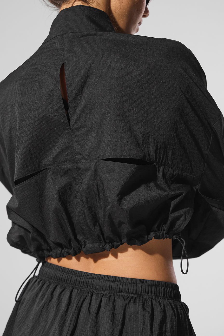 alo Cropped 1/4 Zip Aerial Pullover - Black