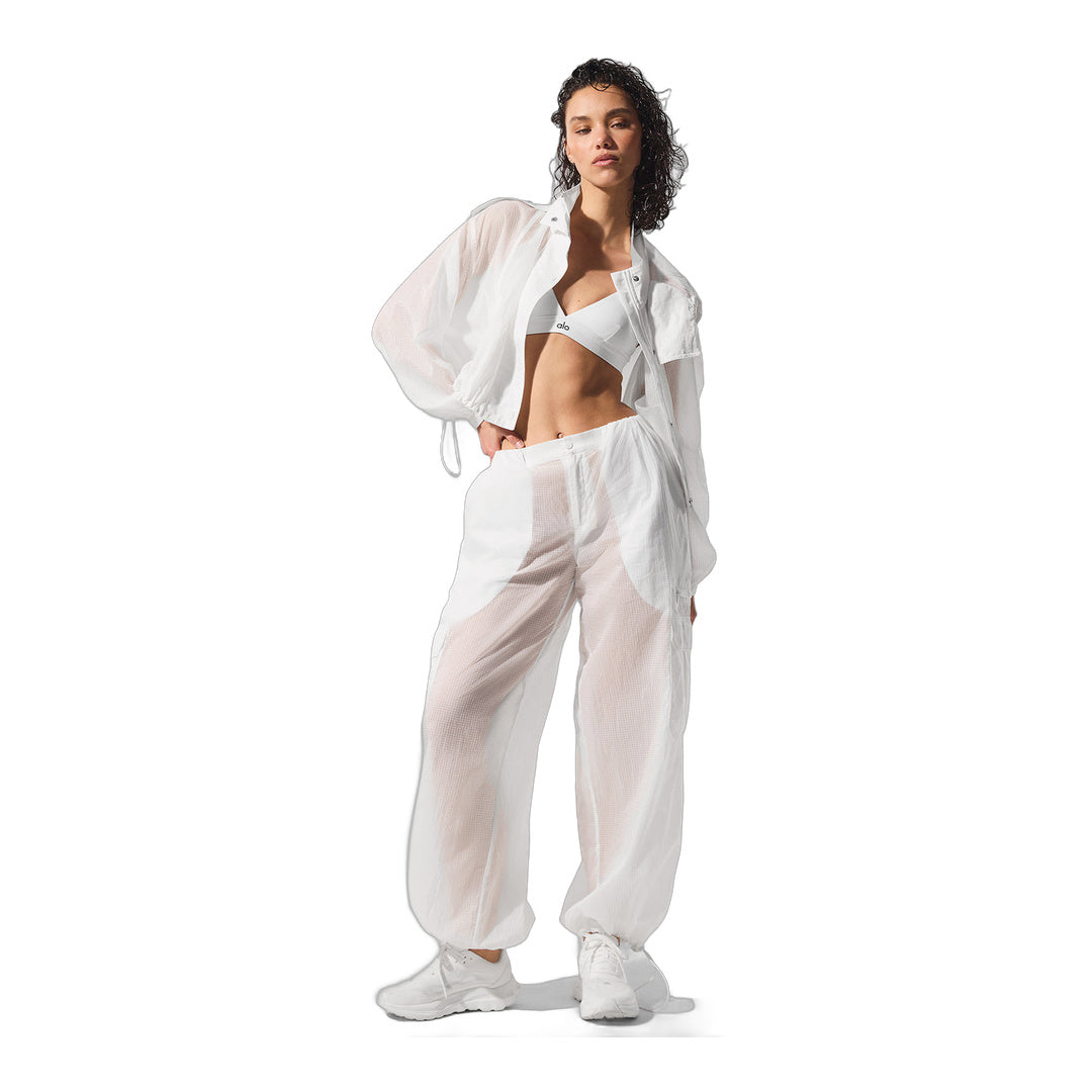 alo Cropped Game Time Full Zip Jacket - White