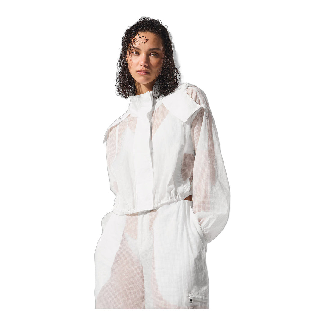 alo Cropped Game Time Full Zip Jacket - White