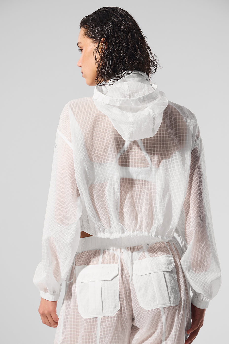alo Cropped Game Time Full Zip Jacket - White