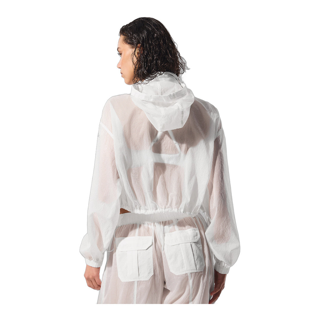 alo Cropped Game Time Full Zip Jacket - White