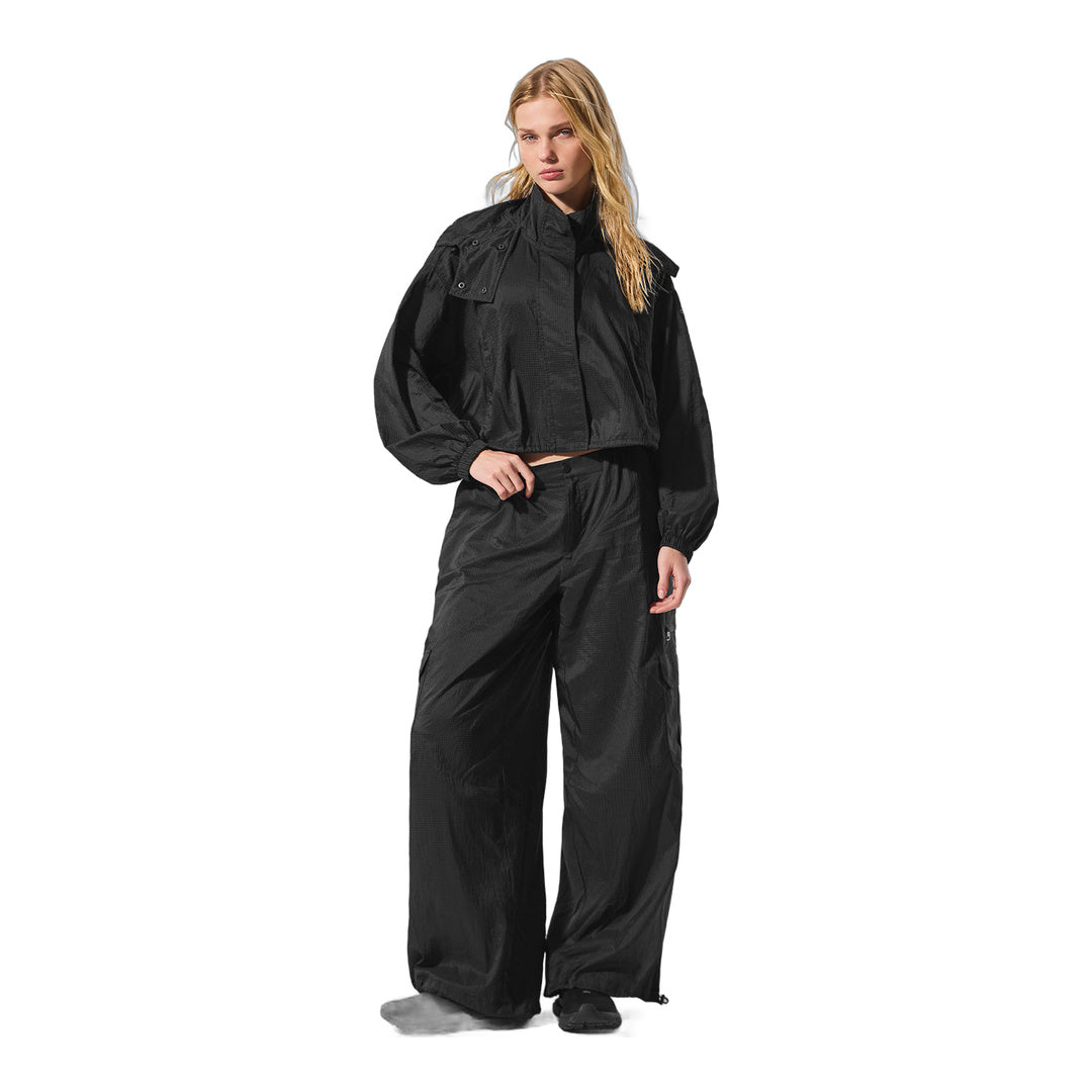 alo Cropped Game Time Full Zip Jacket - Black