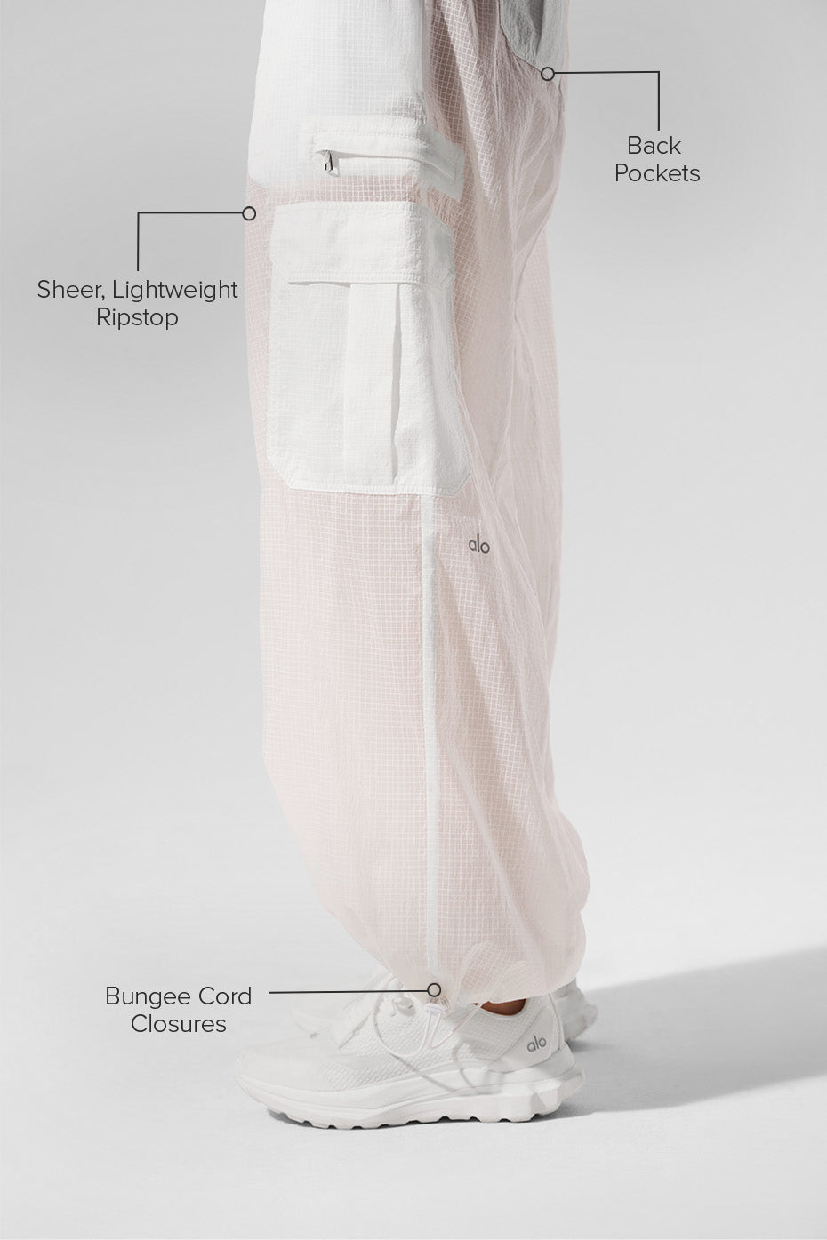 alo Sheer Game Time Wide Leg Jogger - White