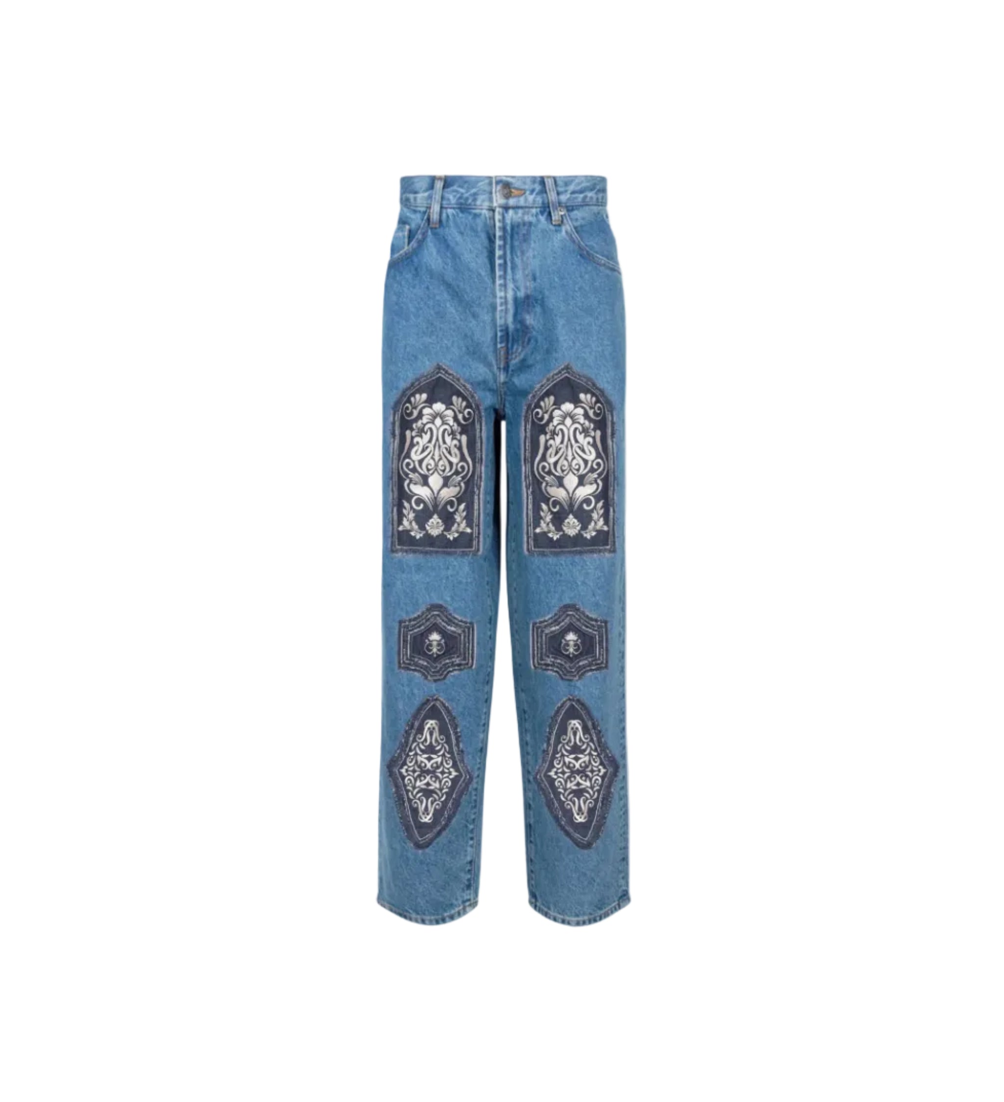 Warrior' Chainmail Armour Hand Embroidered Patchwork Denim