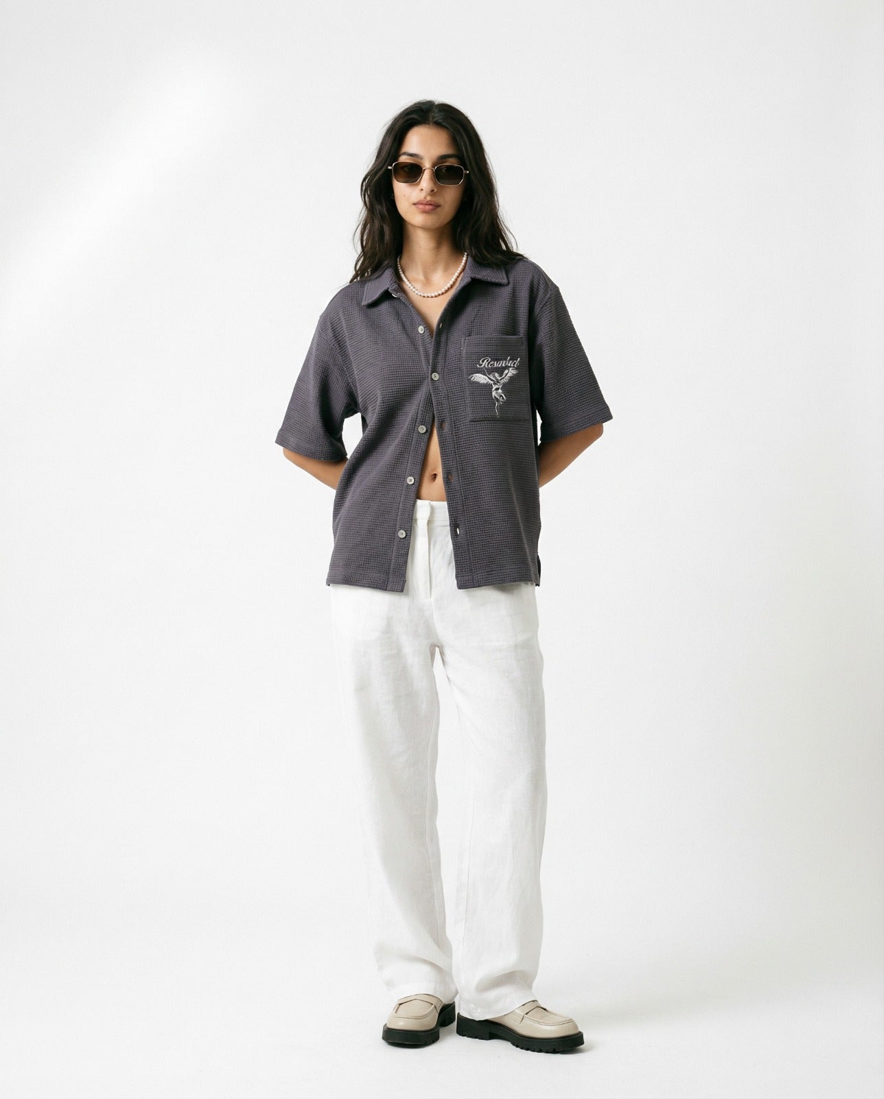 Waffle-Knit Textured shirt - Grey