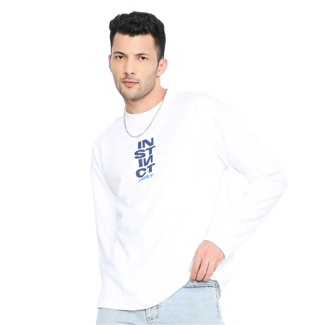 White Full Sleeves T Shirt - Flower of Inergy