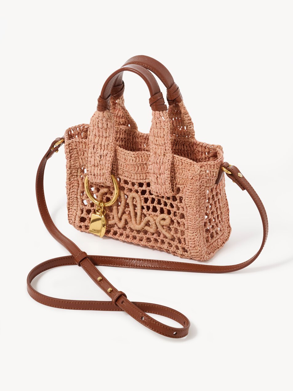 CHLOE Mini Summer Banana east-west tote bag in raffia Summery Beige