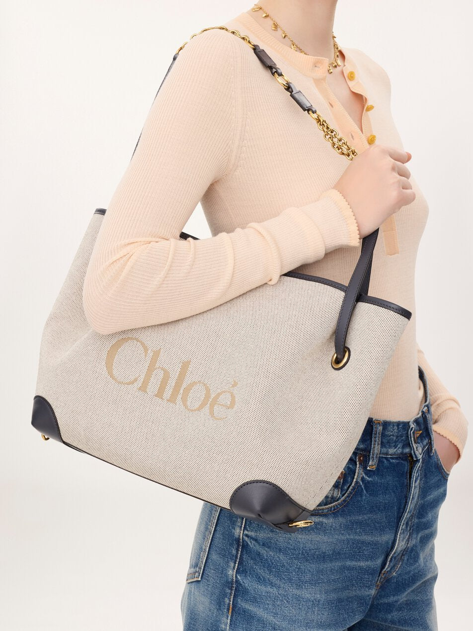 CHLOE Clover double carry bag in canvas Black Navy