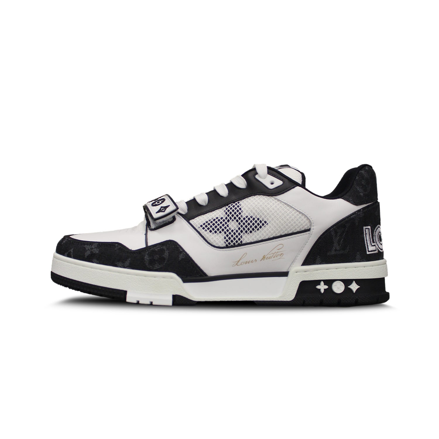 Louis Vuitton LV Trainer Velcro Strap Monogram Denim Black White