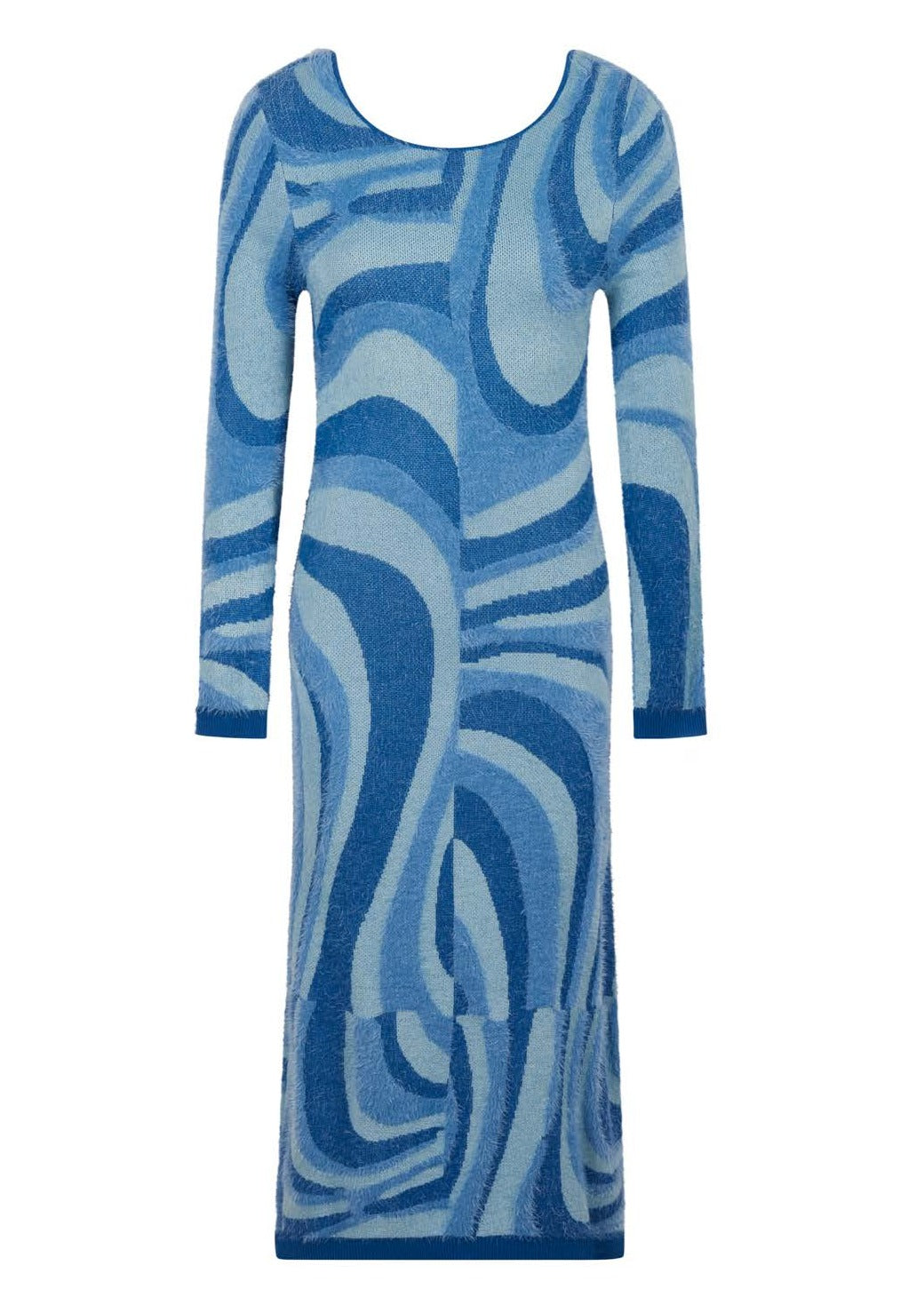 Blue knitted slip dress with long sleeves from the brand House Of Sunny