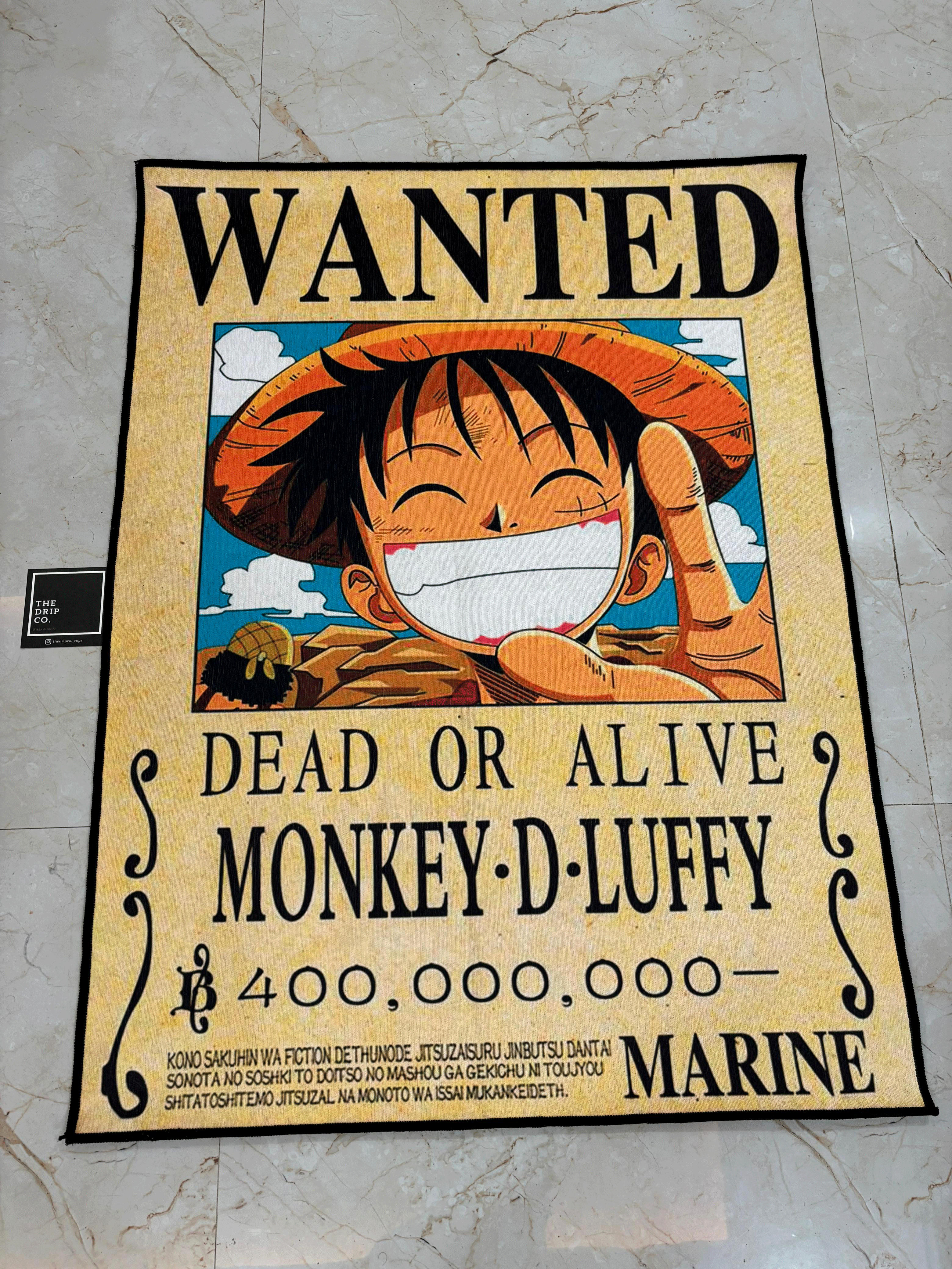 Luffy Wanted Dead Printed Washable Rug